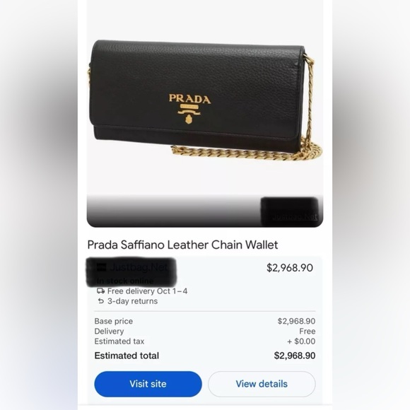 🖤Authentic Prada Saffiano Leather Wallet On Chain🖤 - Picture 13 of 13